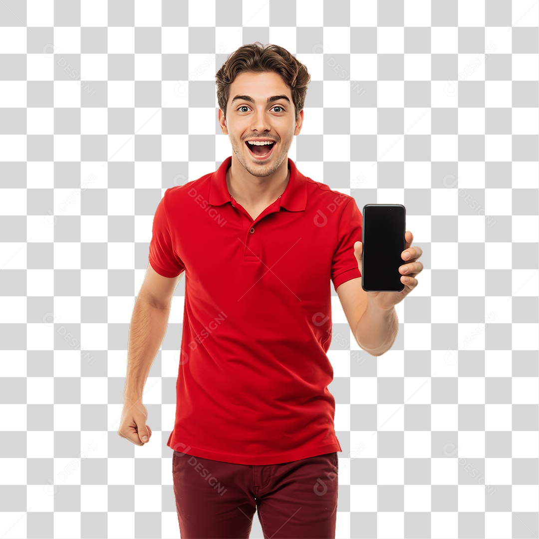 Jovem Rapaz Homem com Celular nas Mãos PNG Transparente