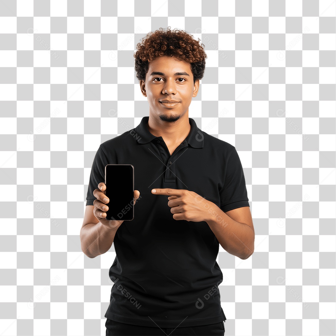 Jovem Rapaz Homem com Celular nas Mãos PNG Transparente