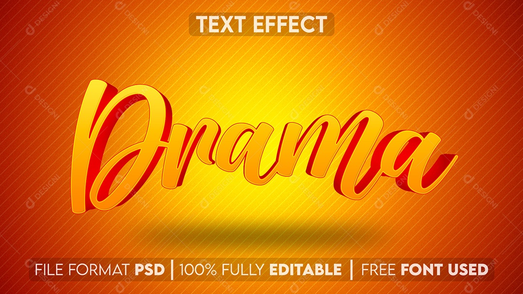 Efeito de Texto 3D Drama PSD Editável