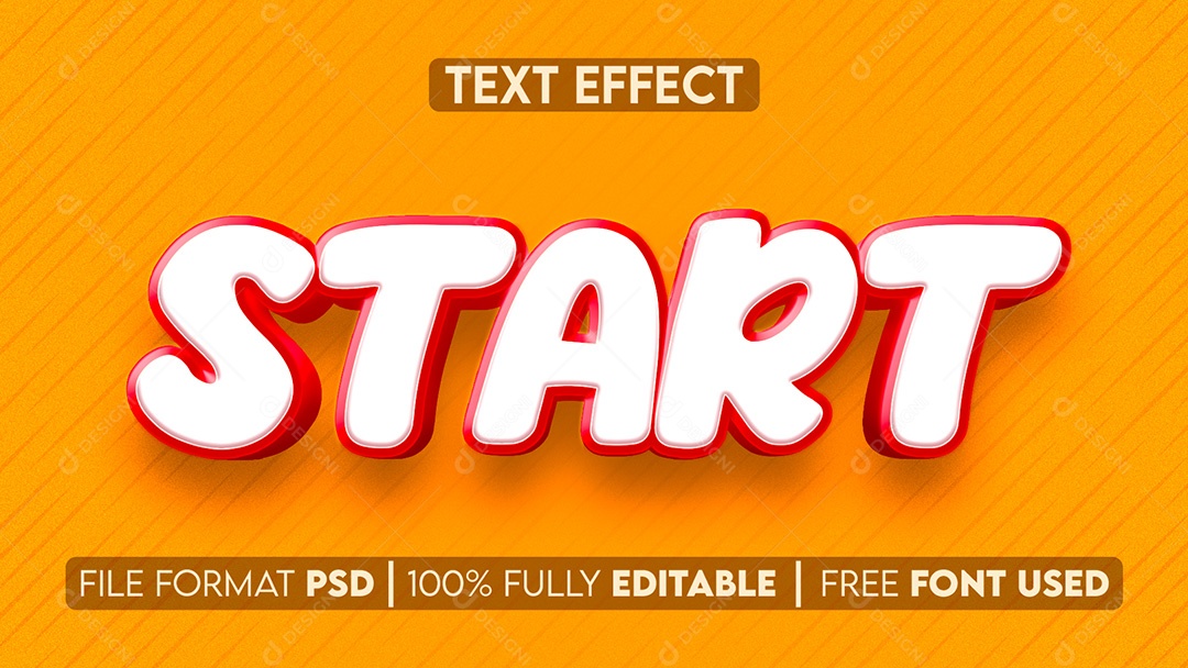 Efeito de Texto 3D Start PSD Editável