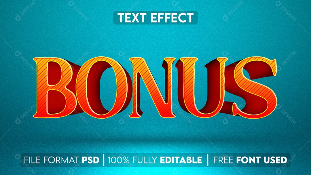 Efeito de Texto 3D Bonus PSD Editável