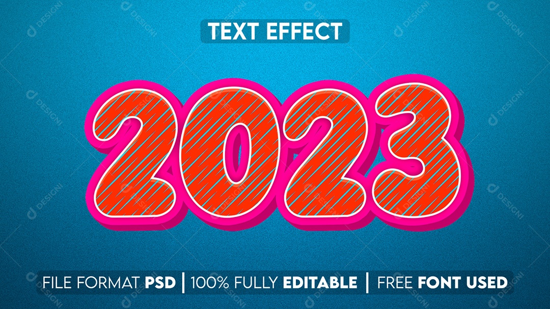 Efeito de Texto 3D 2023 PSD Editável