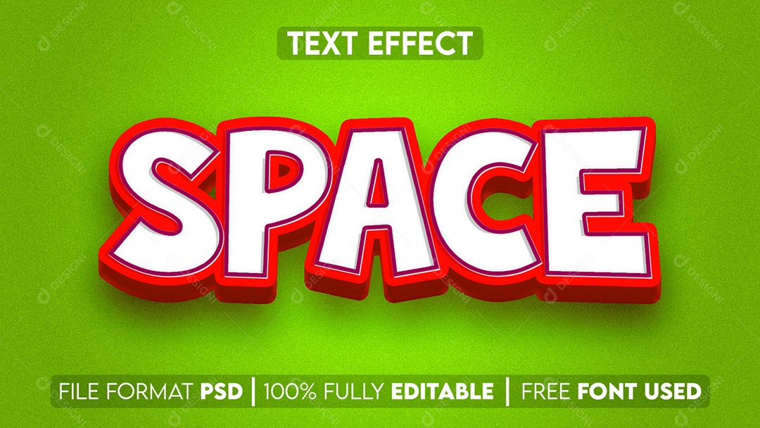 Efeito de Texto 3D Space PSD Editável