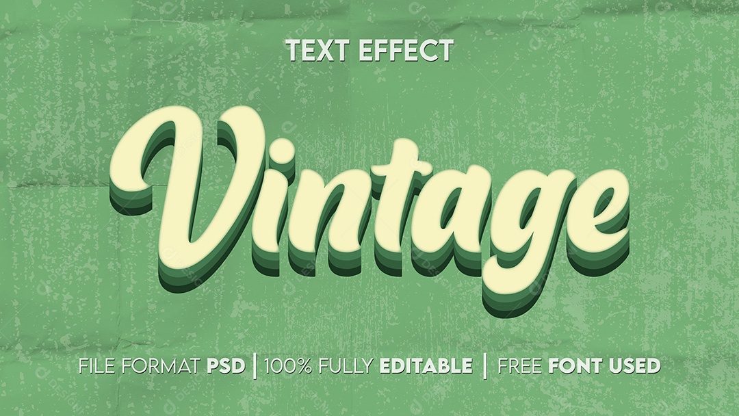 Efeito de Texto 3D Vintage PSD Editável