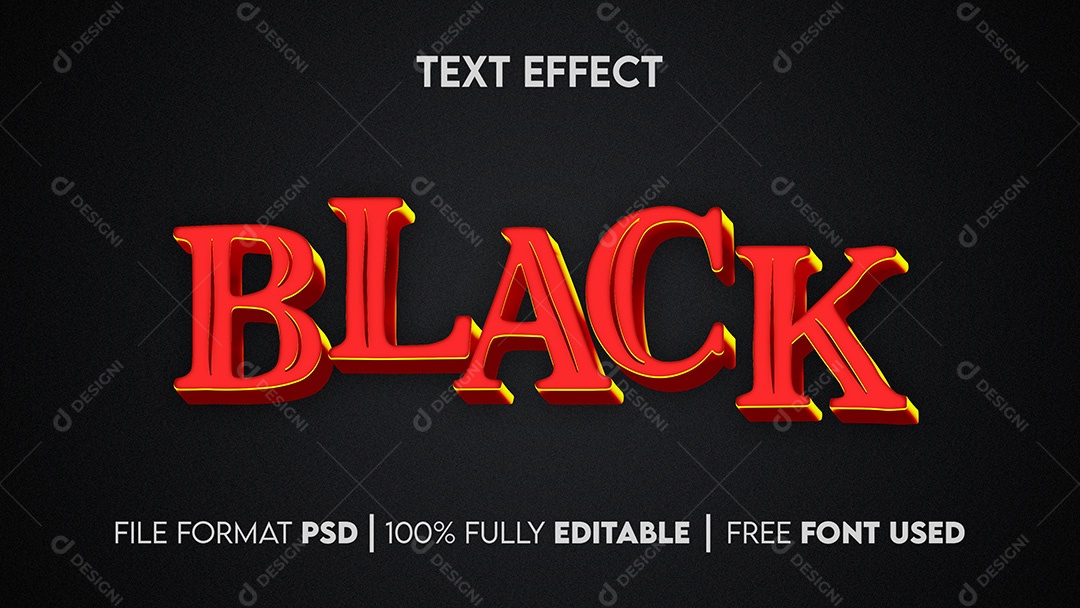 Efeito de Texto 3D Black PSD Editável