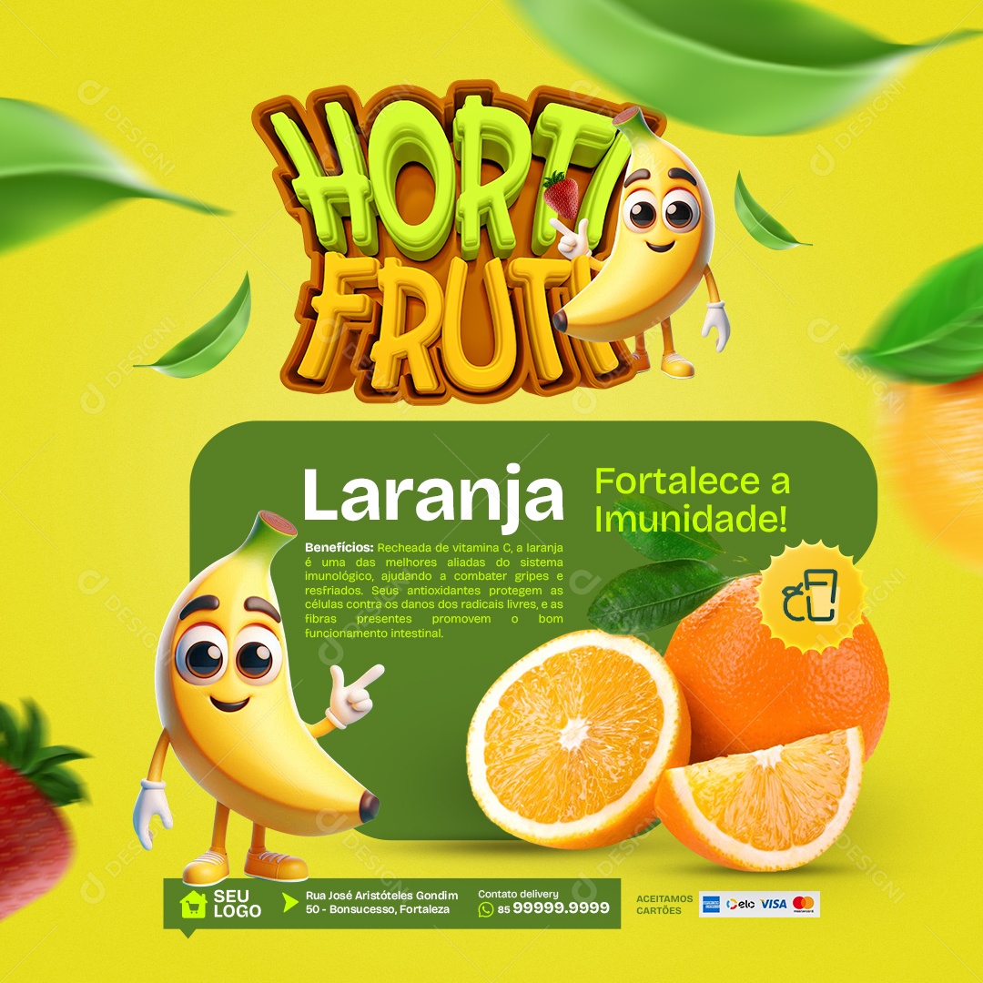 Hortifruti Laranja Social Media PSD Editável