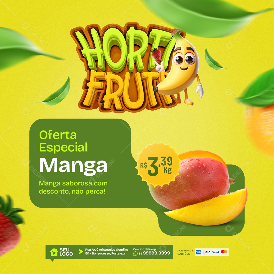 Hortifruti Oferta Especial Manga Social Media PSD Editável