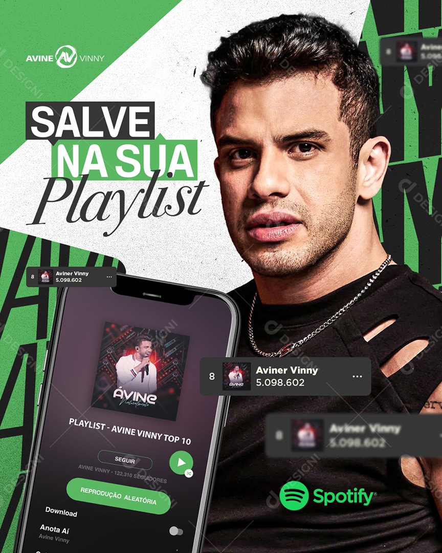 Flyer Salve Na Sua Playlist Spotify Social Media PSD Editável