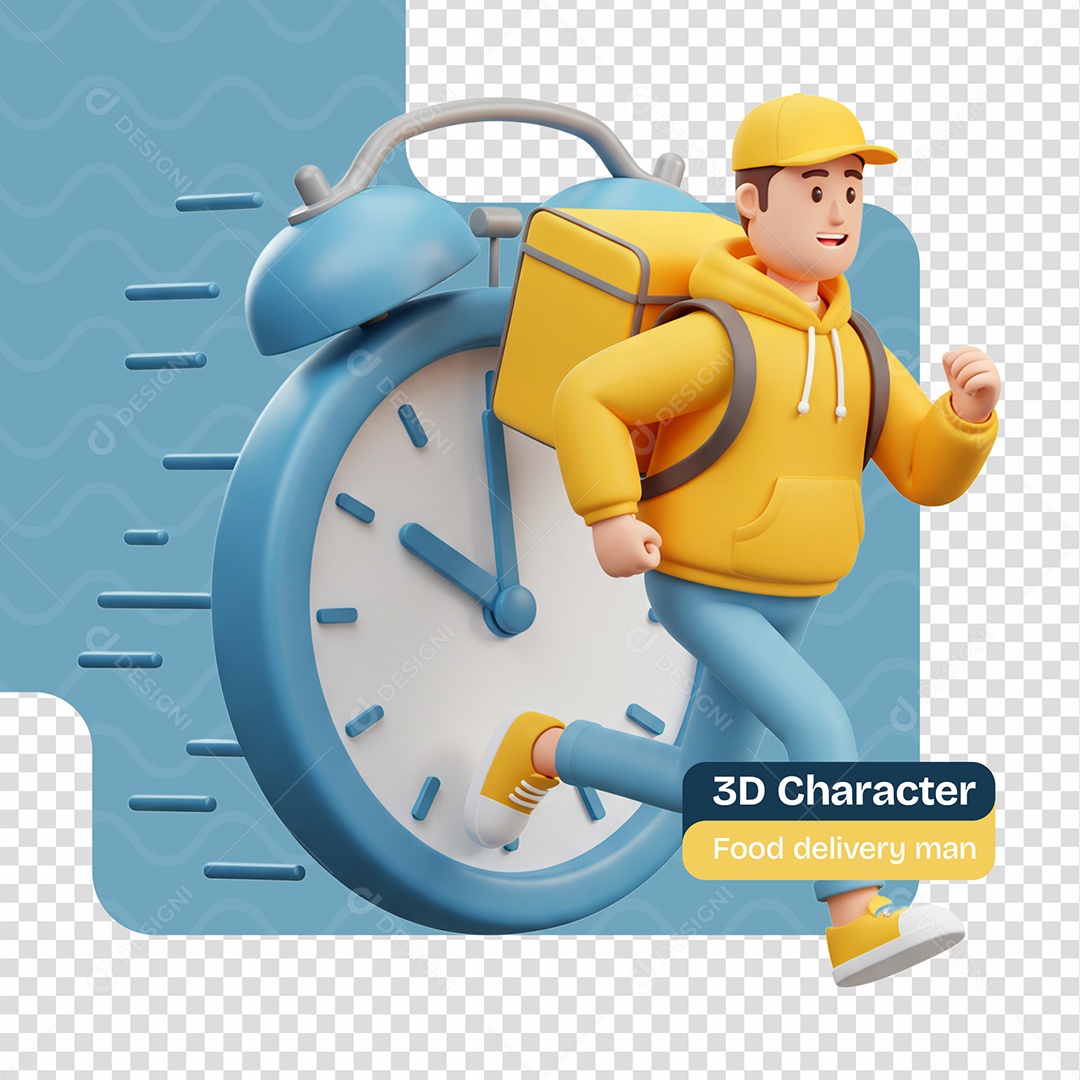 Personagem 3D Entregador Correndo Para Composição PSD Editável
