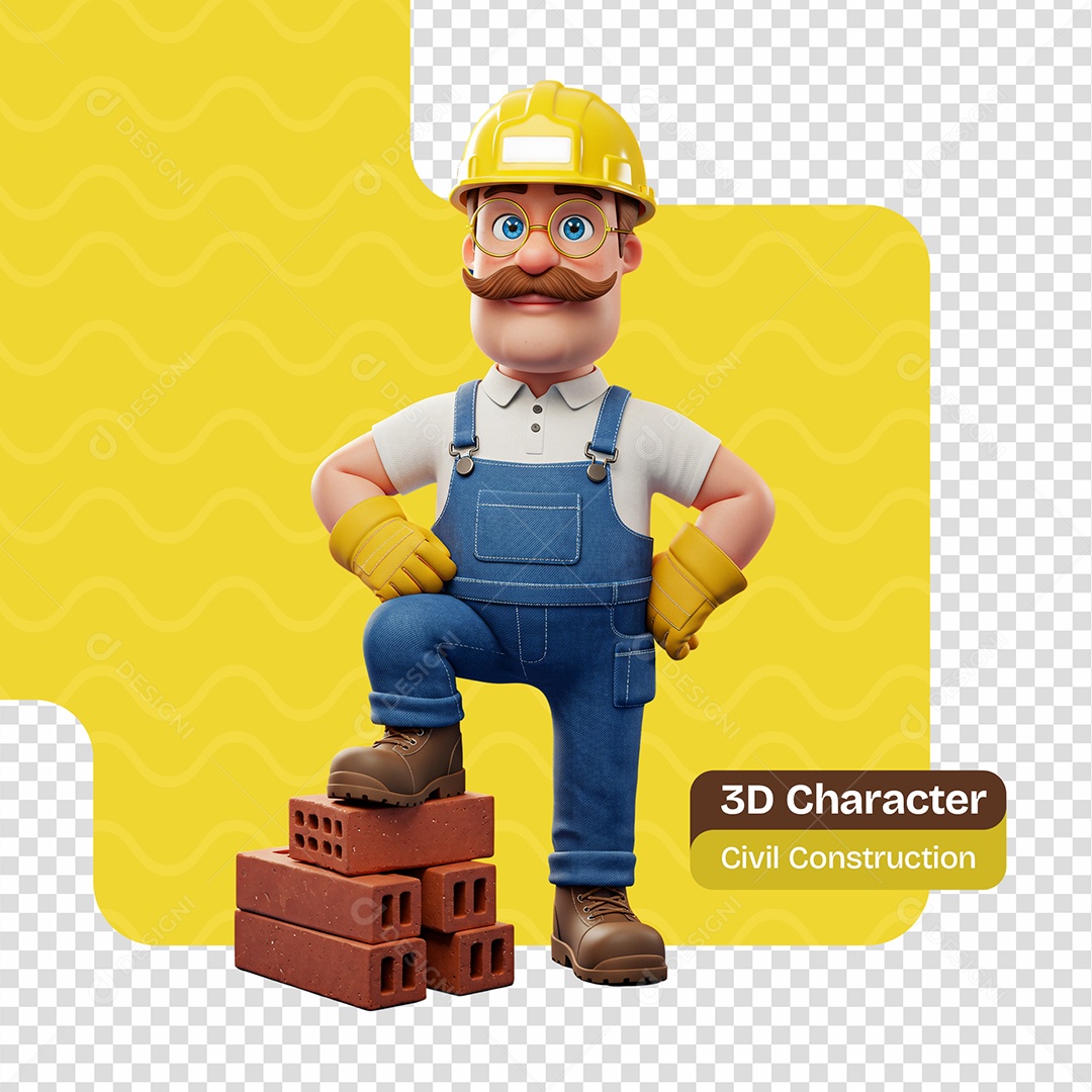 Personagem 3D Construtor Para Composição PSD Editável