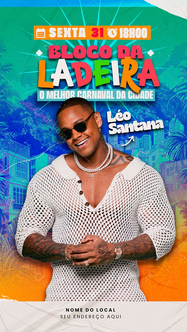 Story Carnaval Bloco da Ladeira Social Media PSD Editável