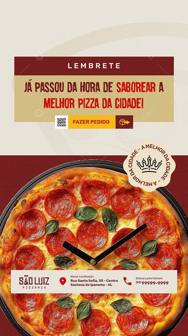 Story Pizzaria Lembrete Social Media PSD Editável