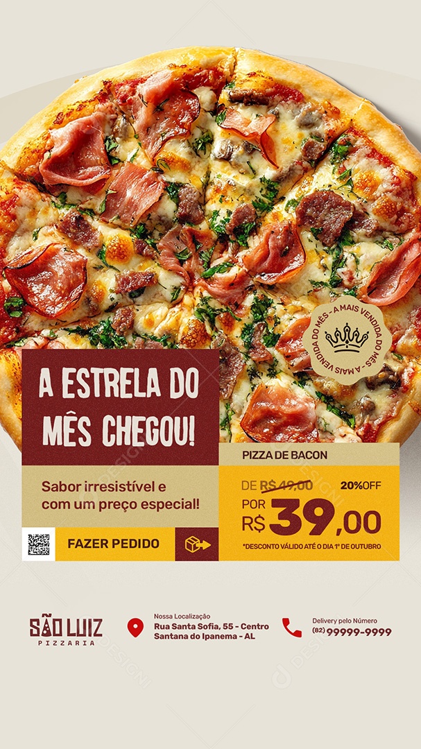 Story Pizzaria A Estrela do Mês Chegou Social Media PSD Editável