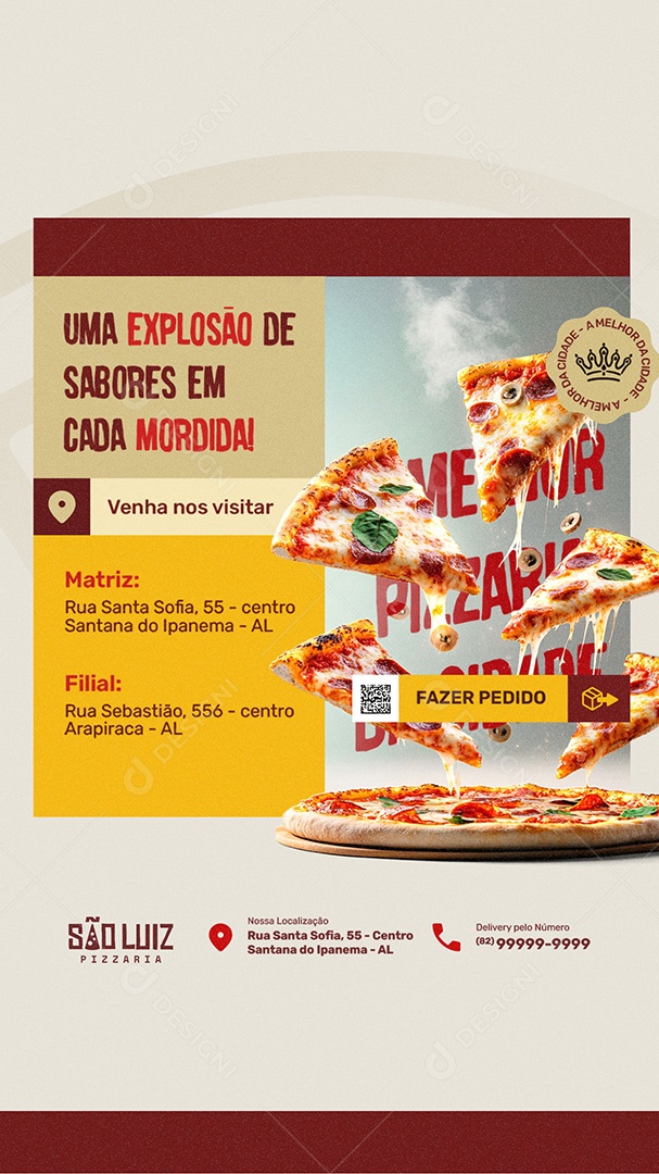 Story Pizzaria Uma Explosão de Sabores Social Media PSD Editável