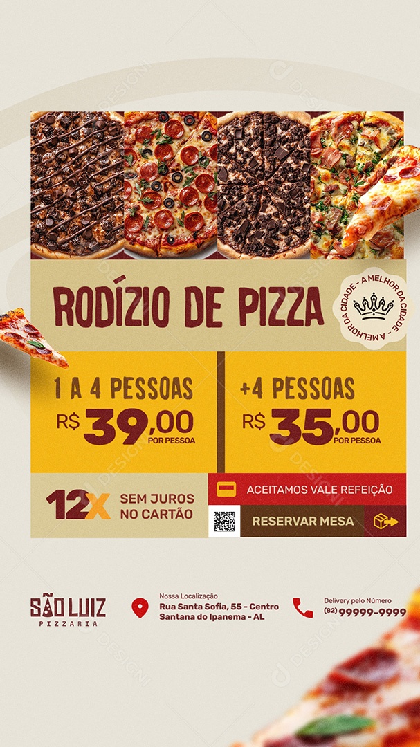 Story Pizzaria Rodízio de Pizza Social Media PSD Editável