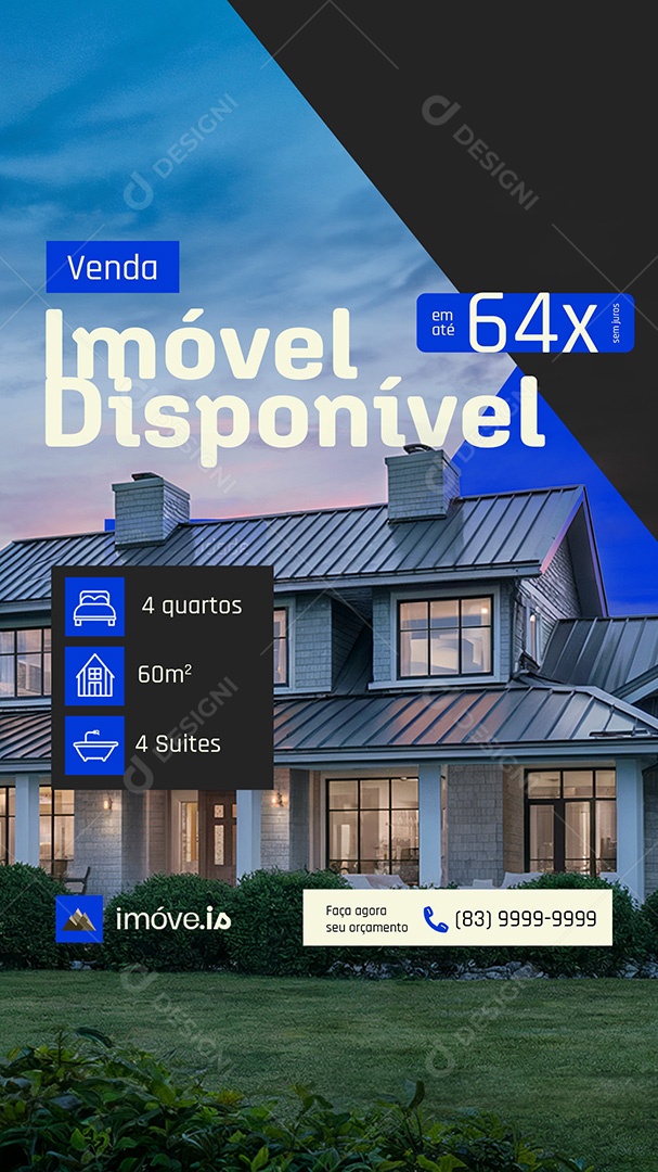 Story Imóveis Venda Imóvel Disponível Novidade Social Media PSD Editável
