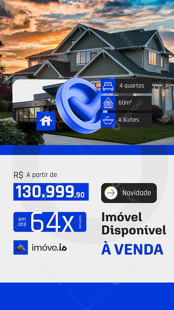 Story Imóveis Imóvel Disponível à Venda Social Media PSD Editável