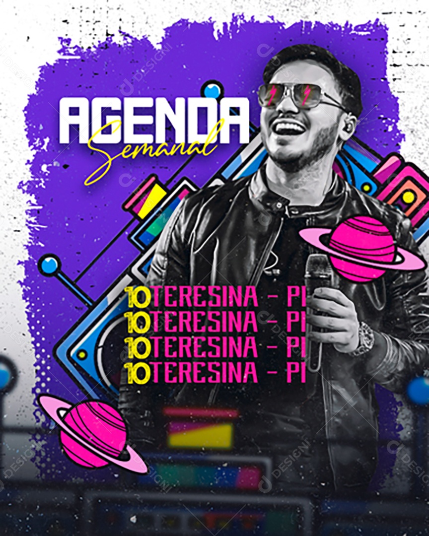 Feed Flyer Agenda Semanal Social Media PSD Editável