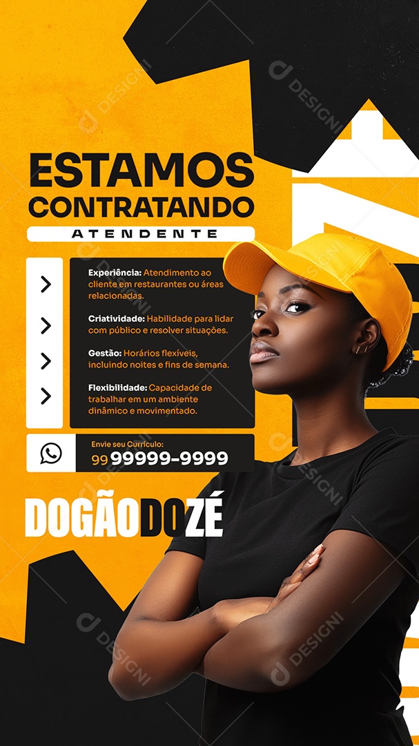 Story Vagas de Empregos Estamos Contratando Atendente Social Media PSD Editável