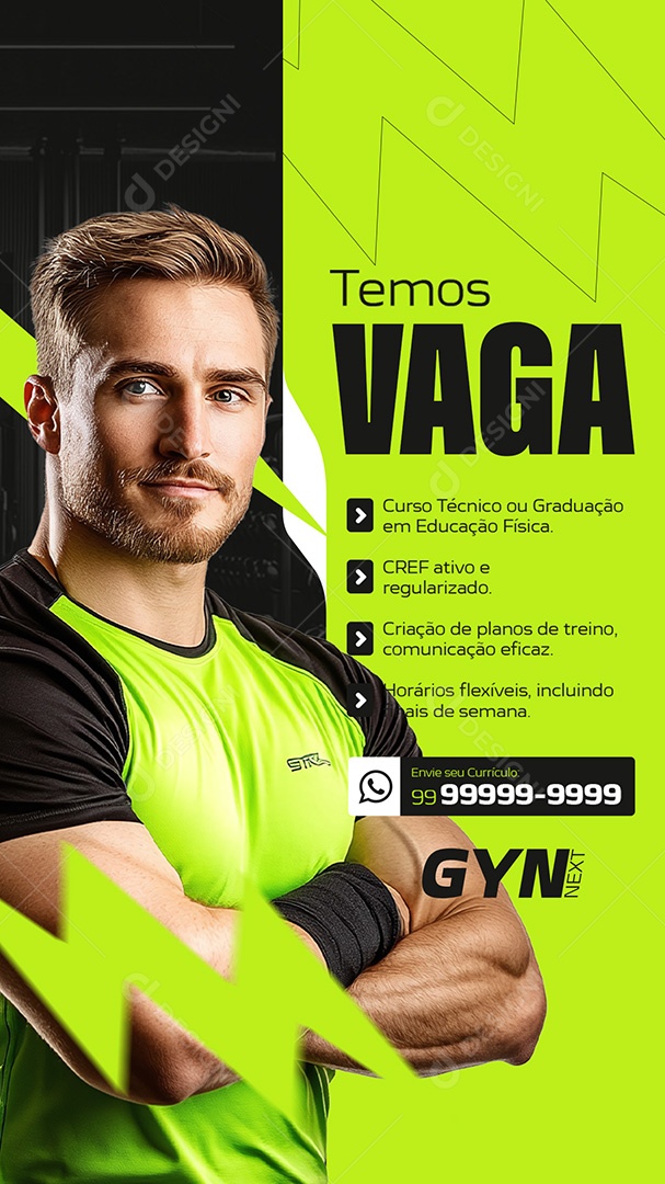 Story Vagas de Empregos Personal Trainer Social Media PSD Editável