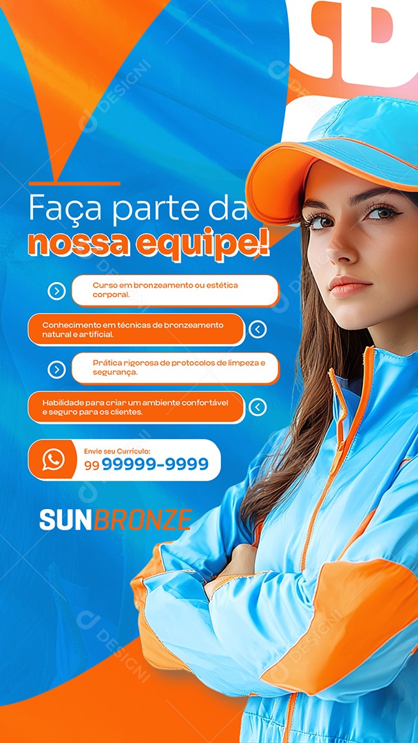 Story Vagas de Empregos Bronzeamento Faça Parte da Nossa Equipe Social Media PSD Editável