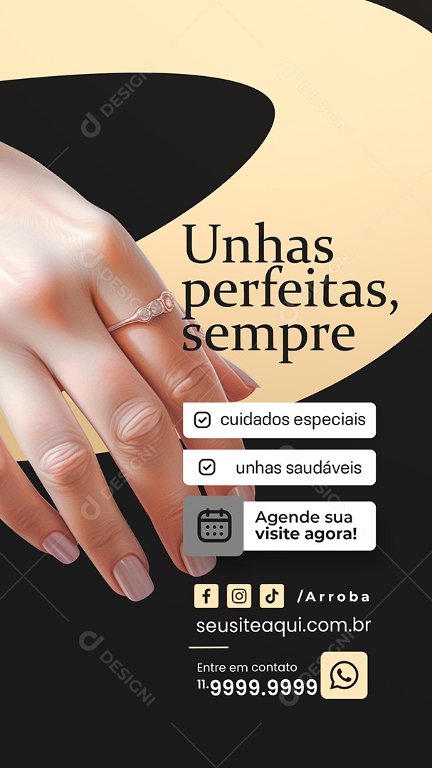 Story Salão de Beleza Unhas Perfeitas Sempre Social Media PSD Editável