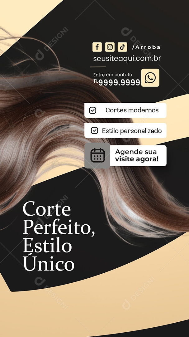 Story Salão de Beleza Corte Perfeito Estilo Único Social Media PSD Editável