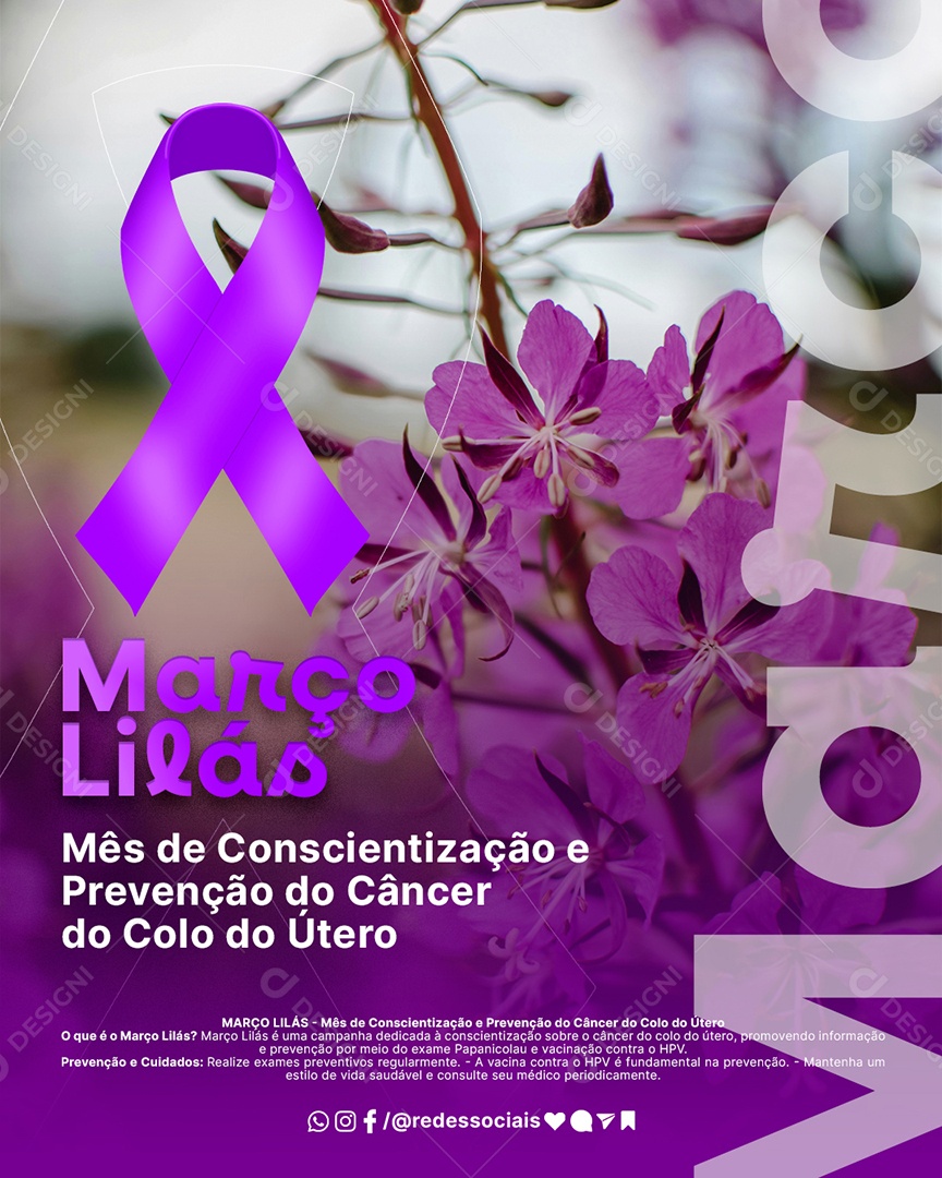 Flyer Março Mês da Conscientização e Prevenção Social Media PSD Editável