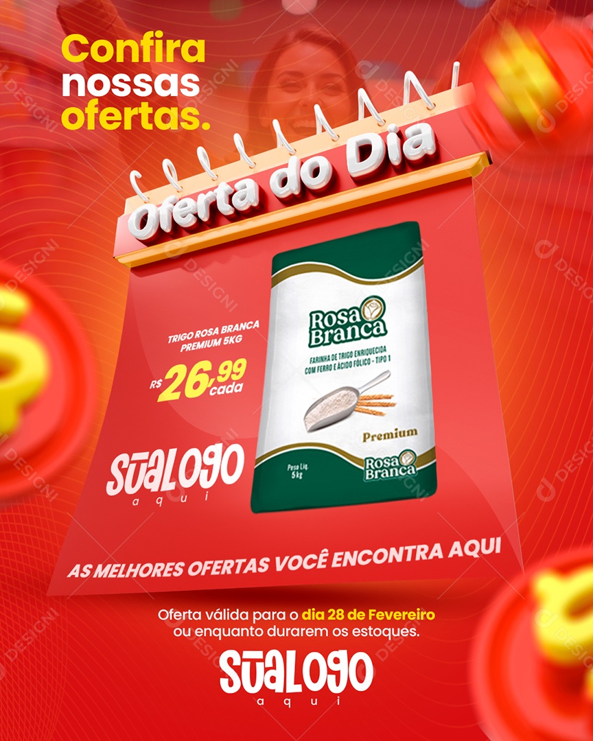 Flyer Confira Nossas Ofertas do Dia Social Media PSD Editável