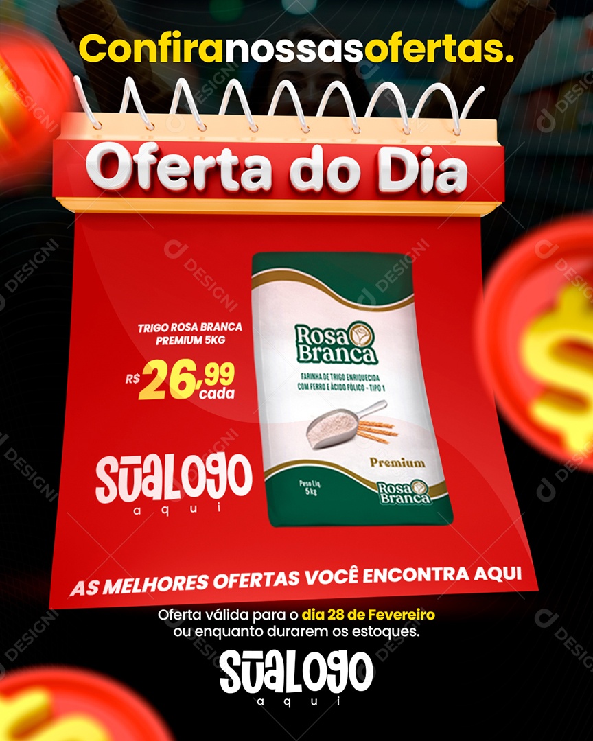 Flyer Confira Nossas Ofertas do Dia Social Media PSD Editável