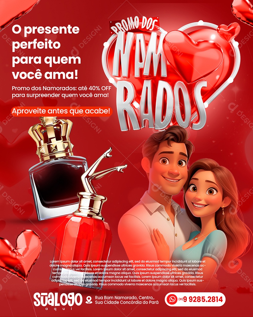 Flyer Promo Dos Namorados O Presente Perfeito Social Media PSD Editável