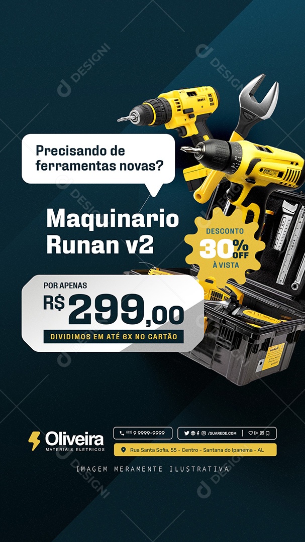 Story Loja De Materiais Elétricos Maquinário Runan Social Media PSD Editável