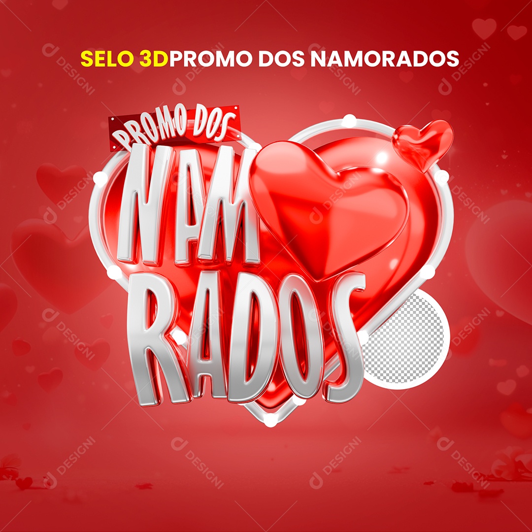 Selo 3D Promo Dos Namorados Para Composição PSD