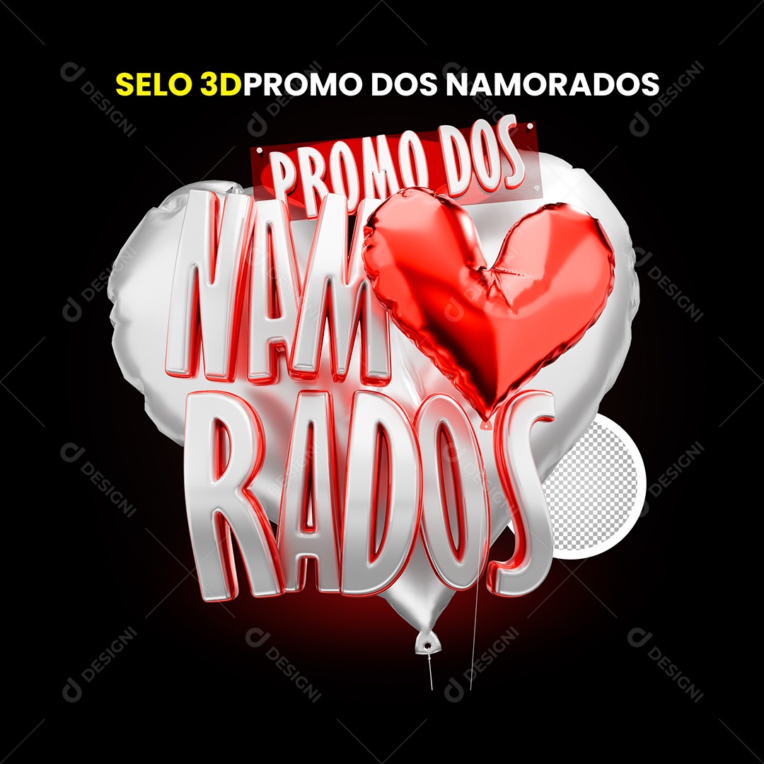 Selo 3D Promo Dos Namorados Para Composição PSD