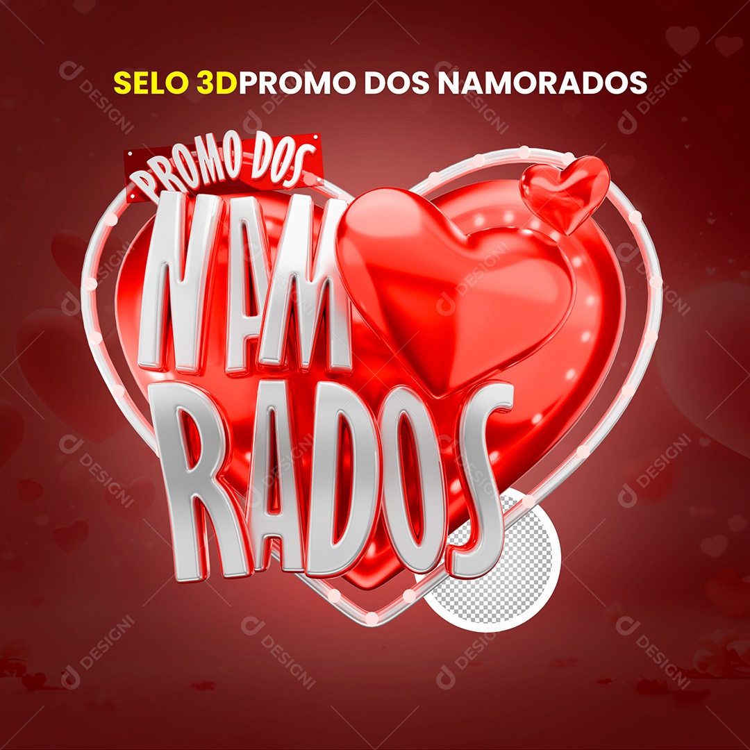 Selo 3D Promo Dos Namorados Para Composição PSD