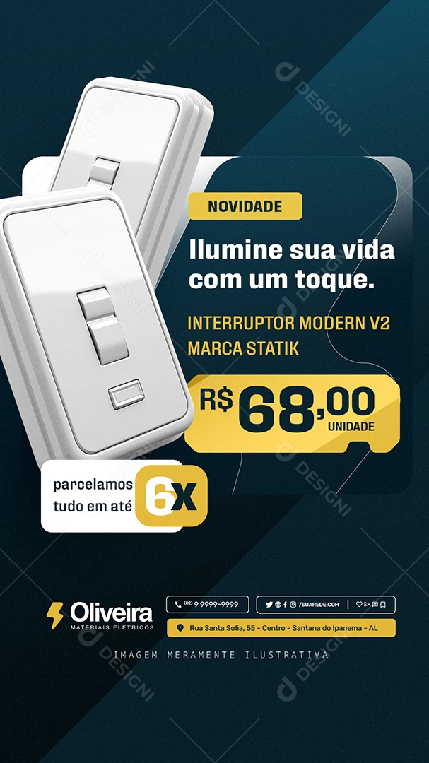 Story Loja De Materiais Elétricos Ilumine sua Vida Social Media PSD Editável