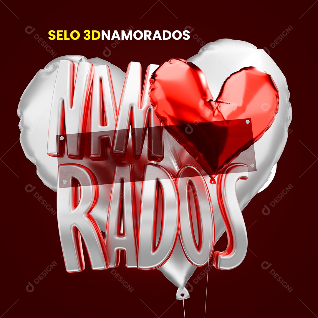 Selo 3D Dia Dos Namorados Para Composição PSD