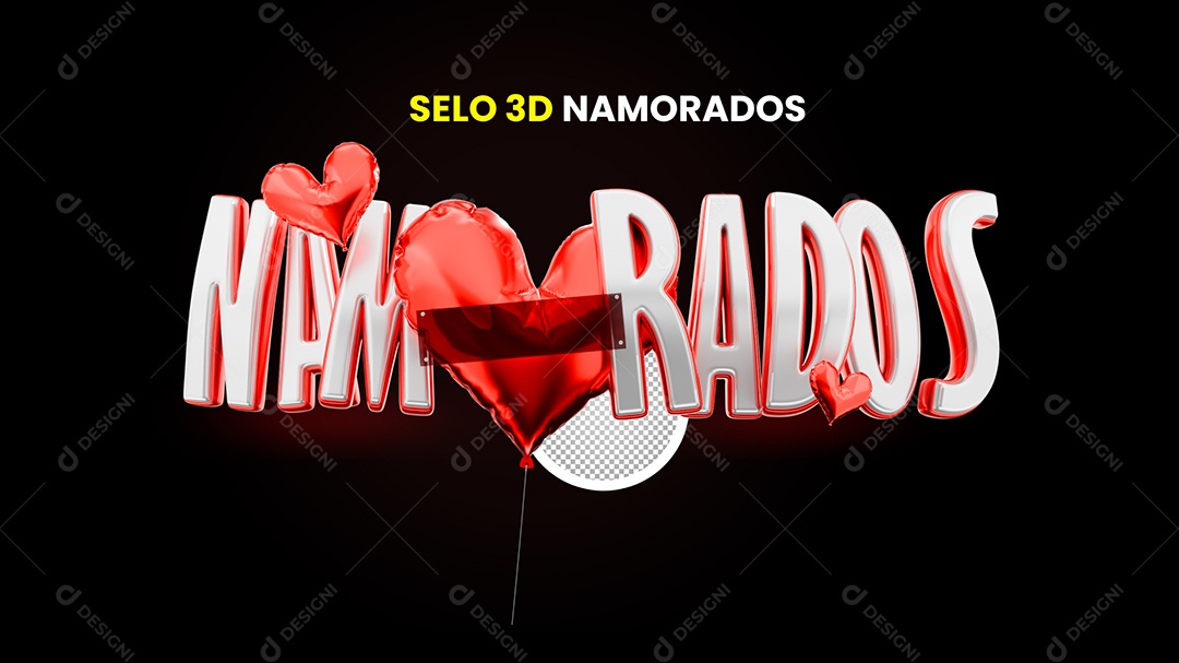 Selo 3D Namorados Para Composição PSD