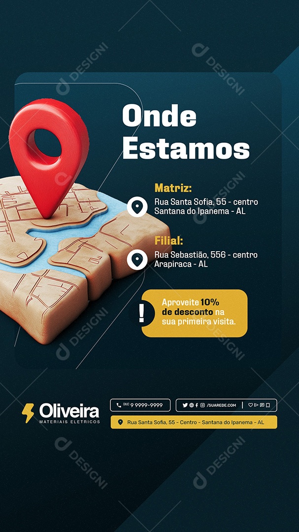 Story Loja De Materiais Elétricos Onde Estamos Social Media PSD Editável