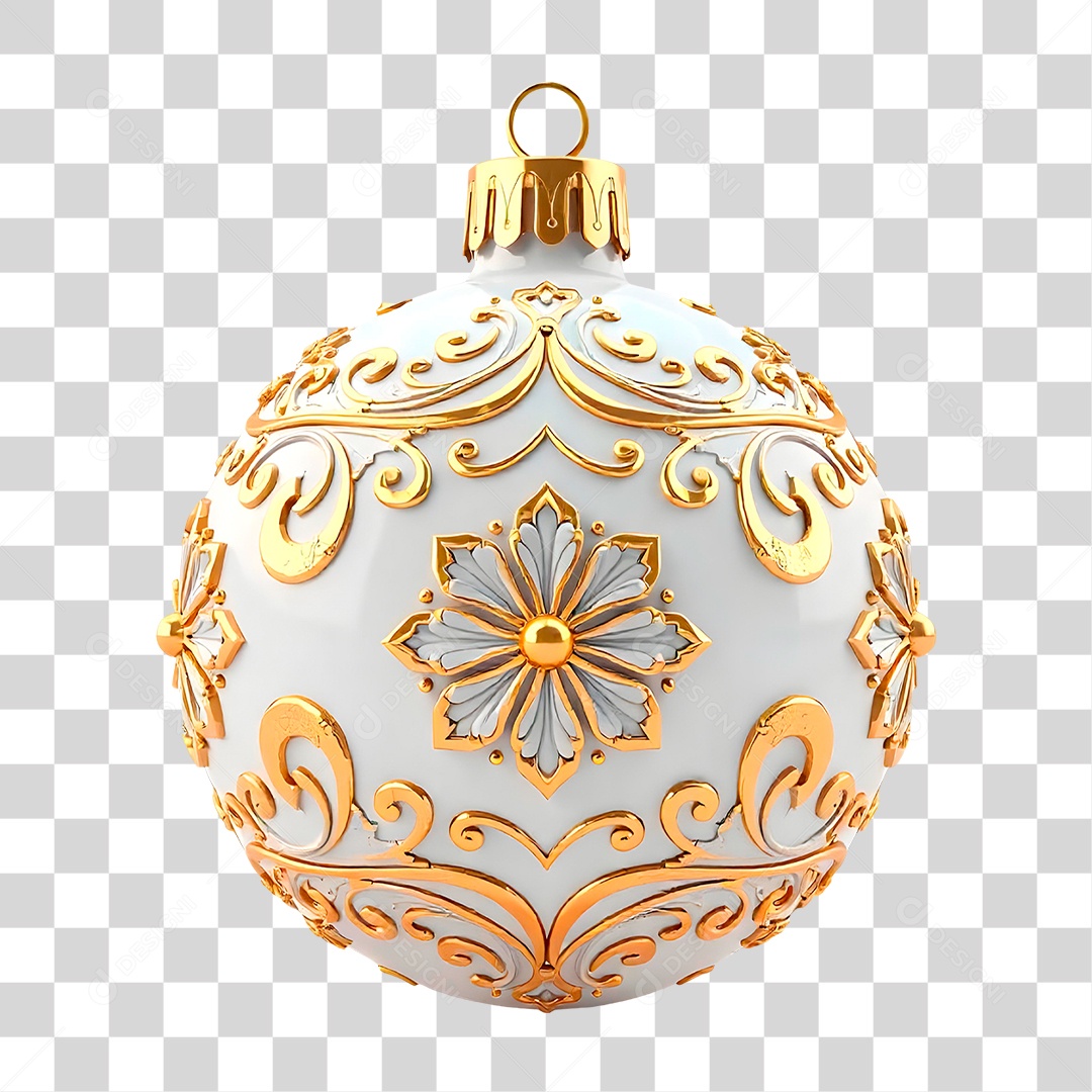 Bola de Natal Branca PNG Transparente