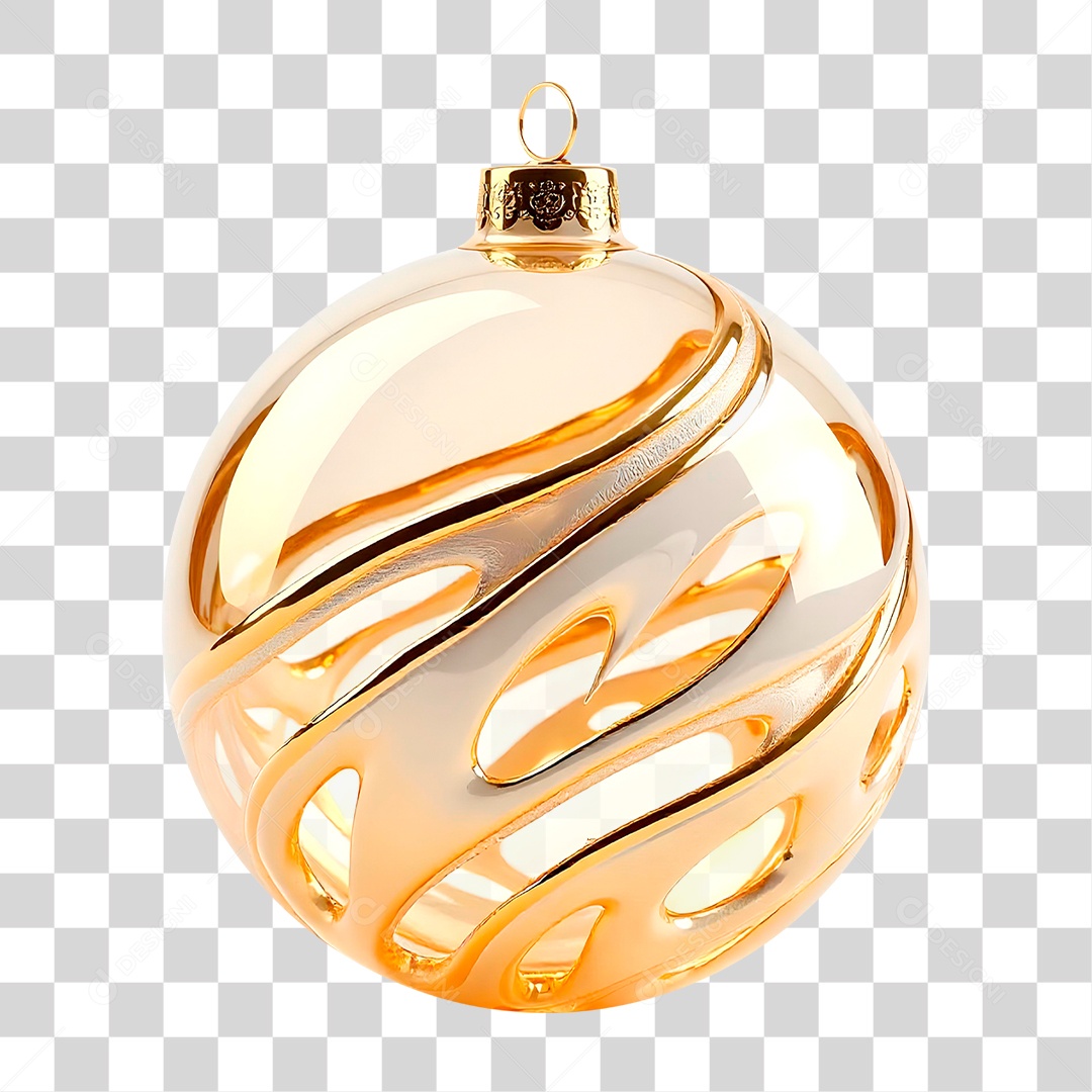 Bola de Natal Dourada PNG Transparente