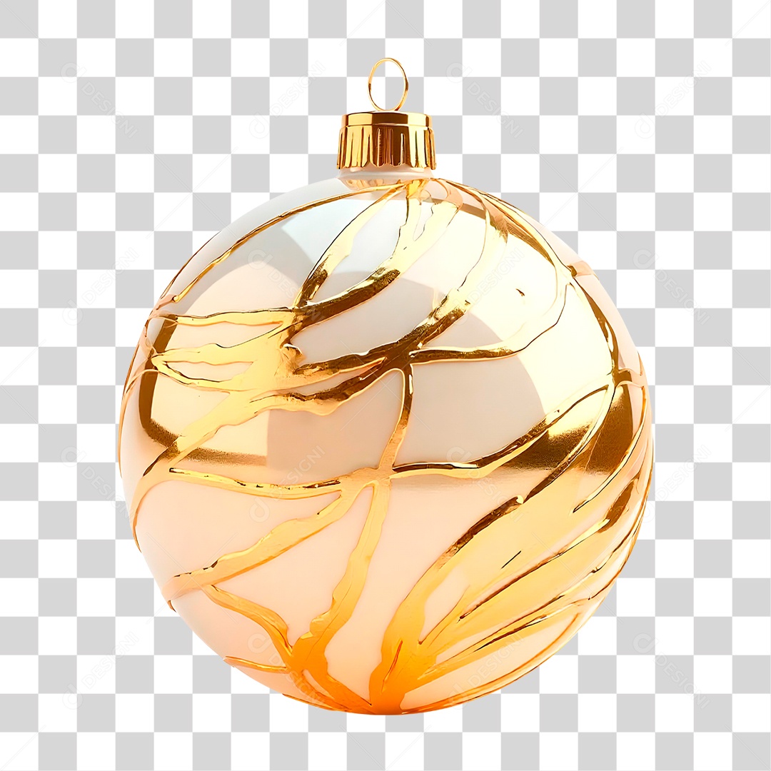 Bola de Natal Dourada PNG Transparente