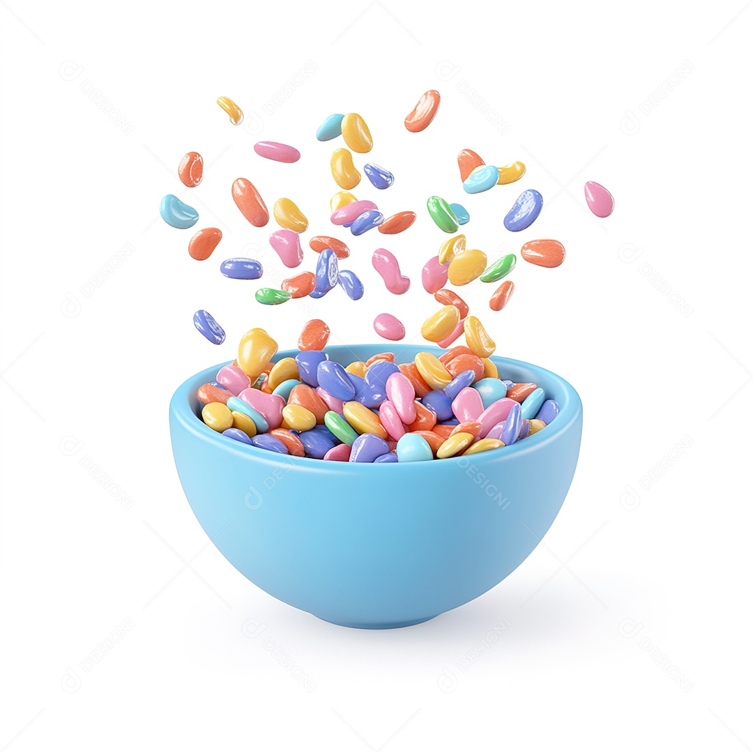 Tigela de cereal colorido ícone de renderização 3D em fundo branco