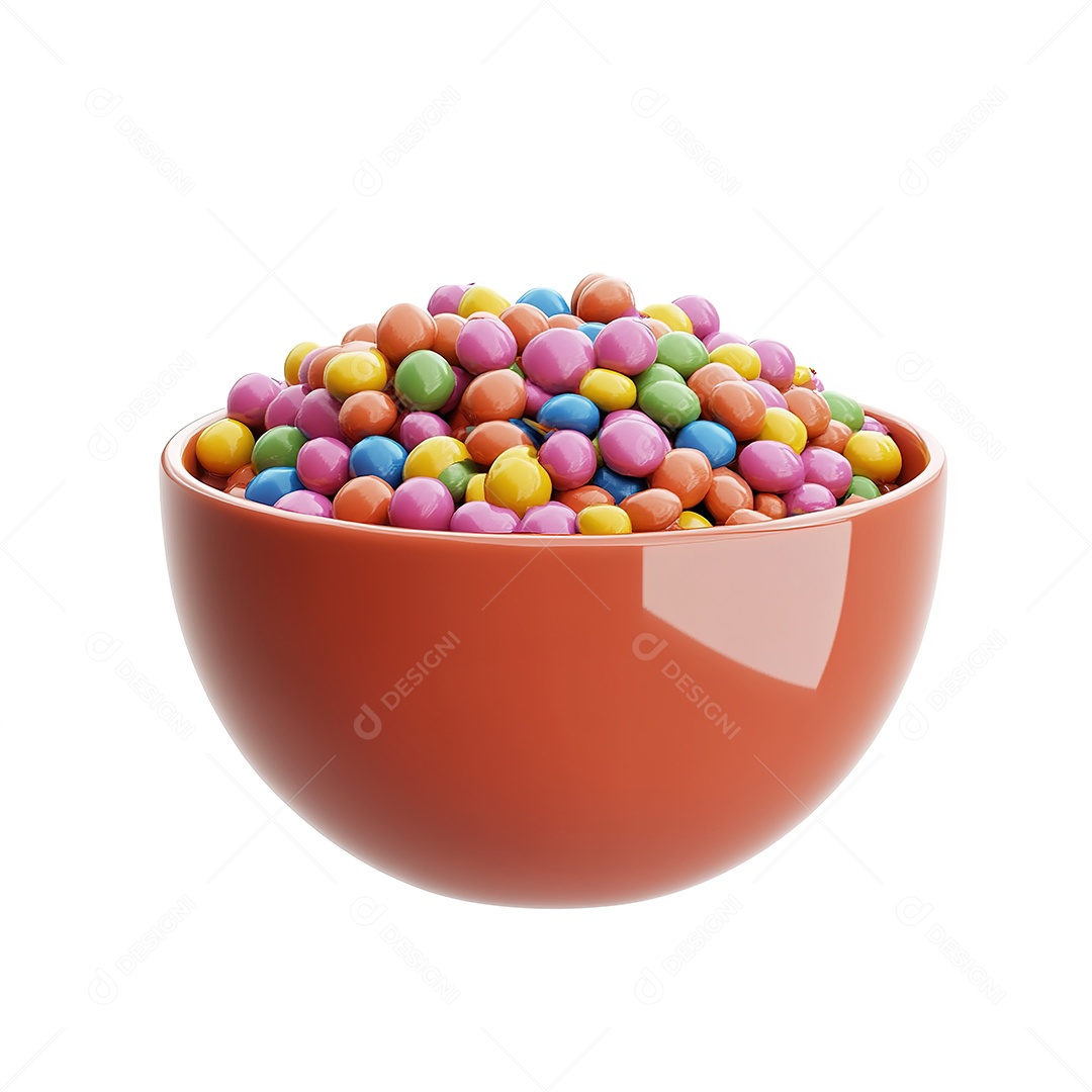 Tigela de cereal colorido ícone de renderização 3D em fundo branco