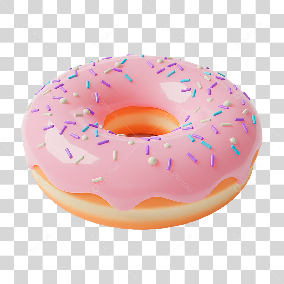 Donut de Morango PNG Transparente
