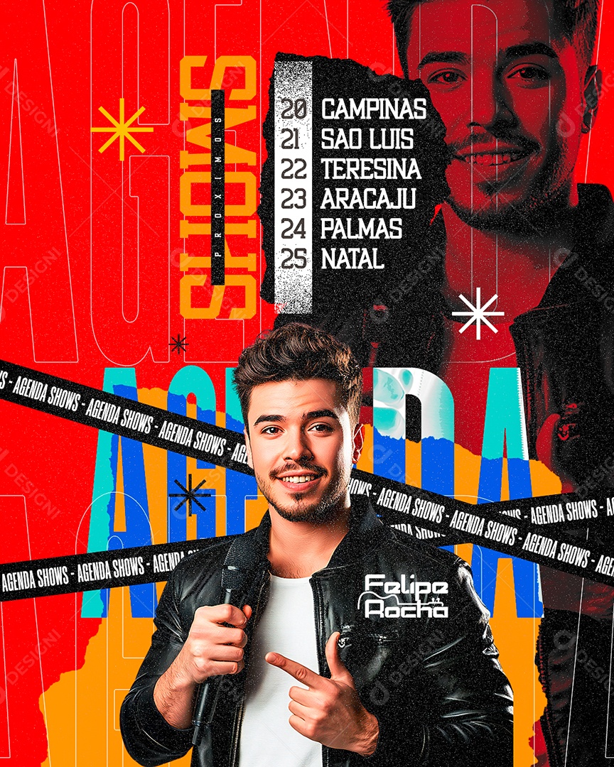 Flyer Próximos Shows Agenda Shows Felipe Rocha Social Media PSD Editável