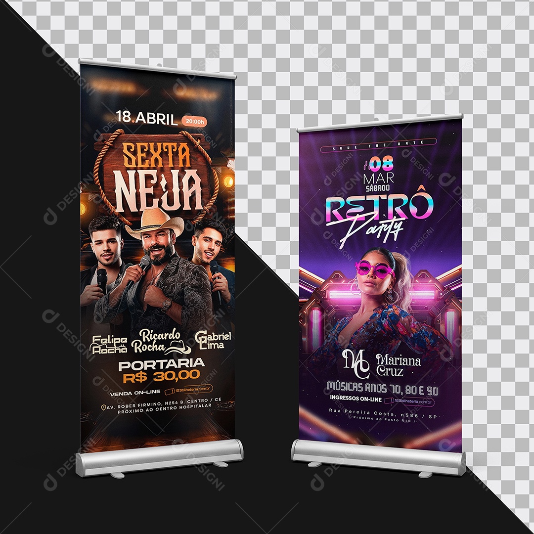 Mockup Bloco Banner Roll Up de Flyer PSD Editável