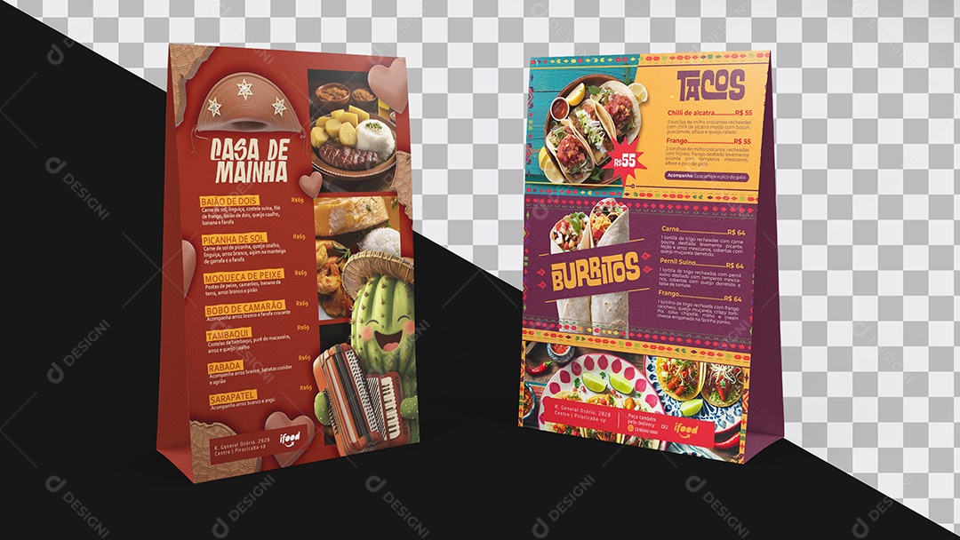 Mockup Display De Mesa A5 Restaurante Mexicano PSD Editável