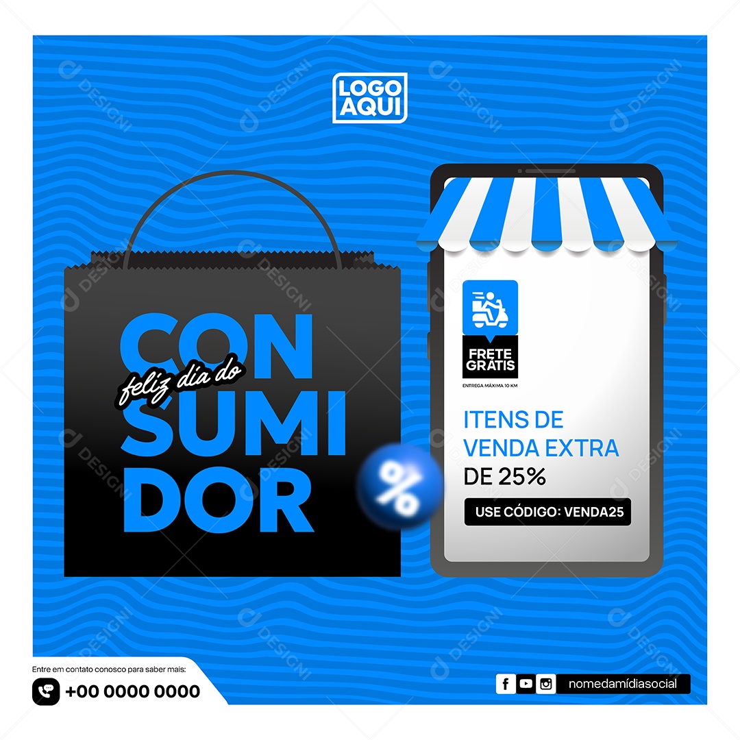 Feliz Dia do Consumidor Ilustração Vetor EPS Editável