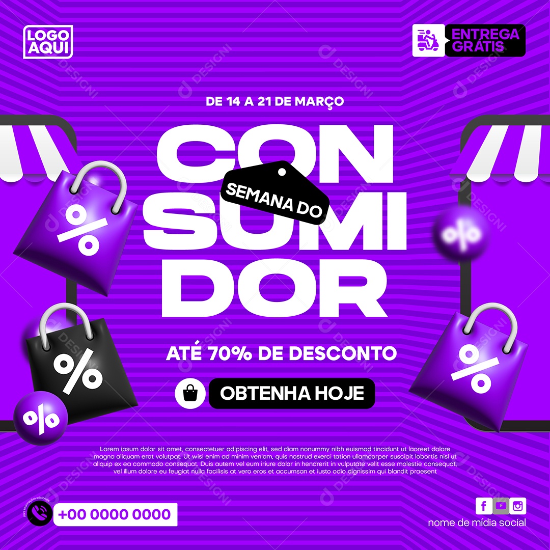 Semana do Consumidor Entrega Gratis Ilustração Vetor EPS Editável